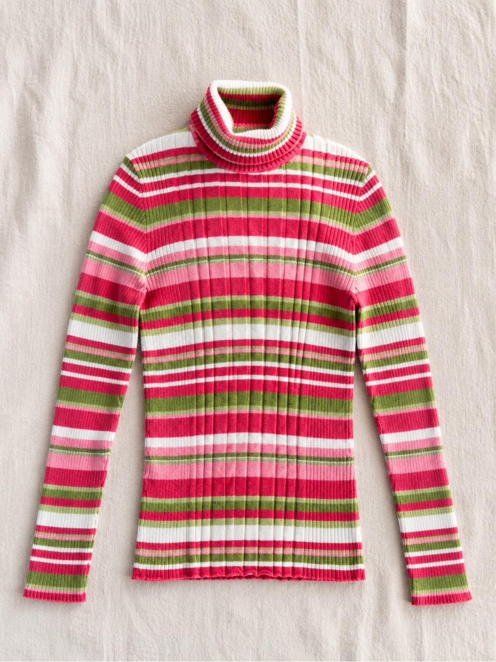 Striped Turtleneck Sweater – Pink & Green